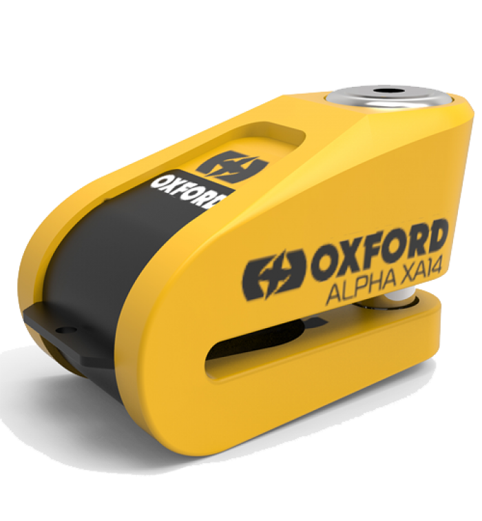 Oxford Alpha XA14 Alarm Disc Lock (14mm pin) Black/Yellow